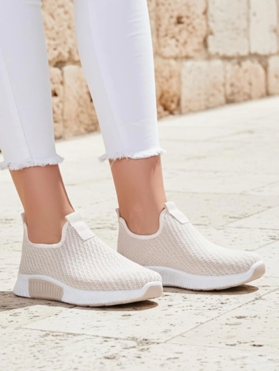 Naiste beežid tennised Eulalia Slip-On madala kontsaga kangast suveks kevadeks