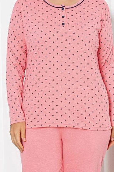 Royalfashion Naiste puuvillane 2-osaline pijamasett südamekesega PLUS SIZE