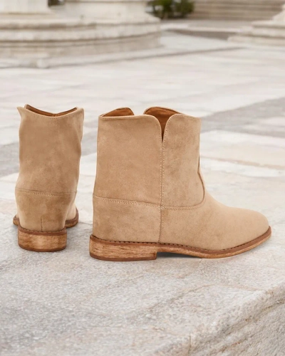 Royalfashion Boots in cowboy style on a covered wedge Blueston