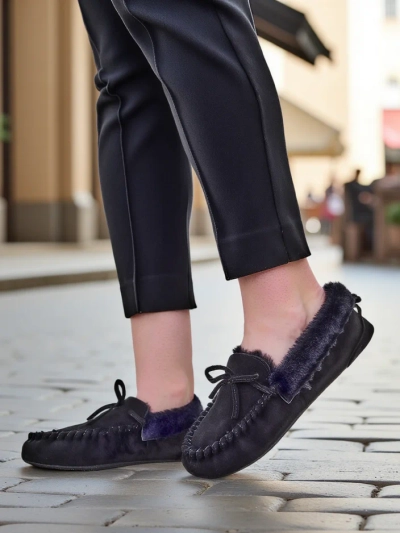 Royalfashion Women's moccasins with fur Ahtikes