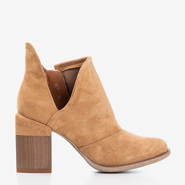 Light brown women's ankle boots with Cintura cut-outs - Footwear