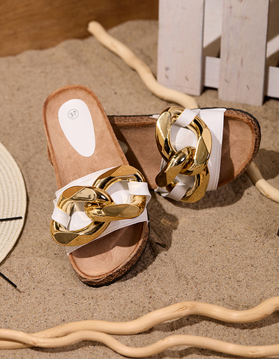 Naiste valged sussid Sofig-Footwear kaunistusega