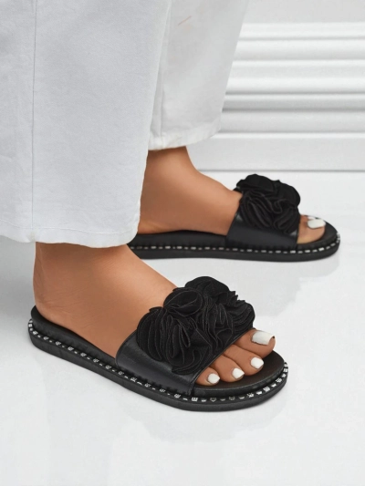 Royalfashion Women's flat sole slides Flora Verde