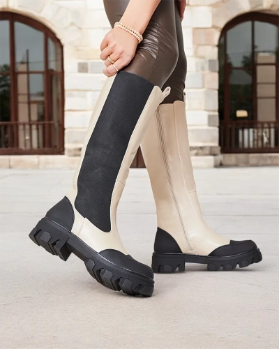 Royalfashion Beige women's mid-calf boots Blyss