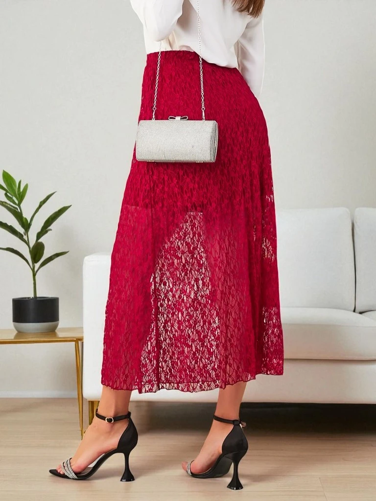 Royalfashion Women's lace midi skirt