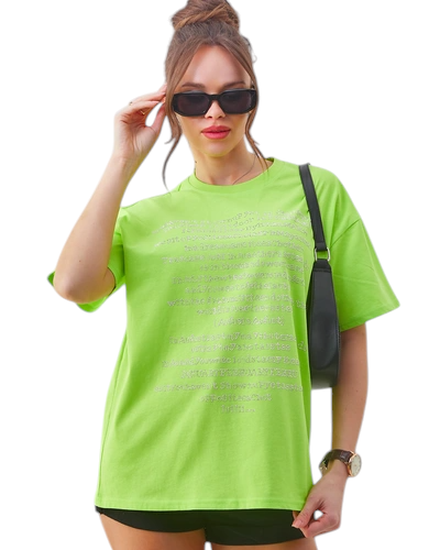 Royalfashion Women's cotton t-shirt with rhinestone texts