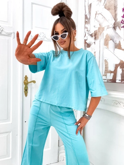 Royalfashion Women's cotton set with flared trousers