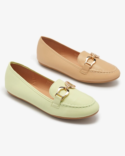 Зеленые женские мокасины из экокожи с украшением Wiwet-Footwear