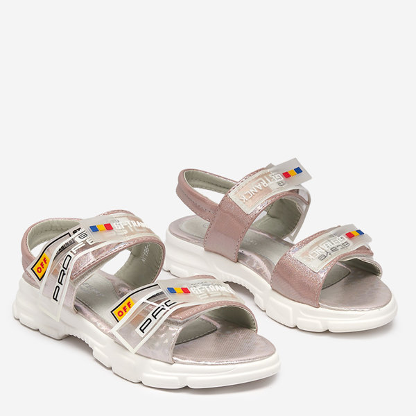 Pink children's sandals fastened with Velcro Keris - Footwear