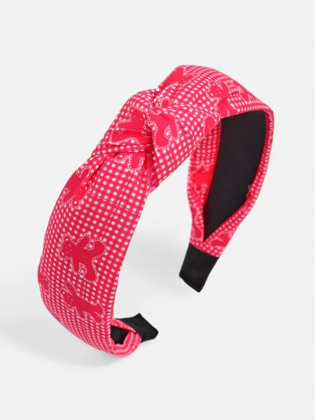 Royalfashion Ruudulise mustri ja karudega punutud peavõru