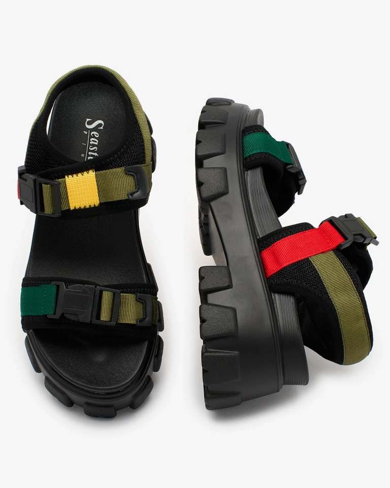 Royalfashion Rohelised ja mustad naiste sandaalid kindla tallaga Rodeksi