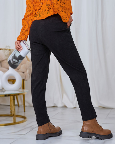 Royalfashion Black corduroy women's fabric pants