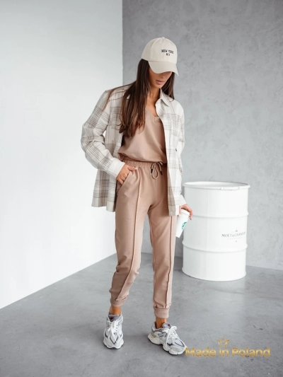 Beige Livia Set with V-Neck