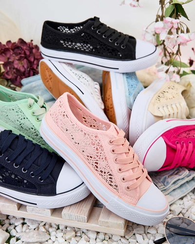 Женские дышащие кеды Calista Nero с кружевом – коллекция Лето/Весна