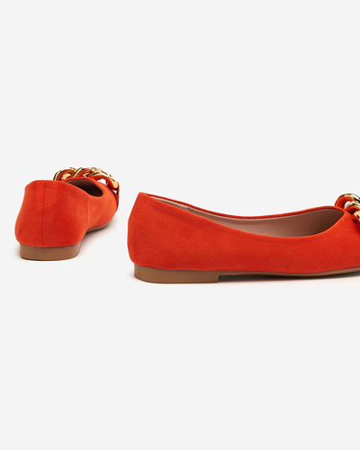 OUTLET Оранжевые женские балетки с декором Caviene - Обувь