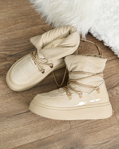 Royalfashion Women's slip-on snow boots in light brown color Dabenda