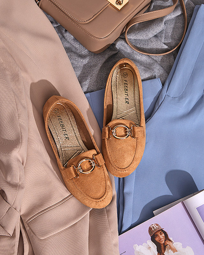 Eco-suede beige moccasins Brussi - Footwear