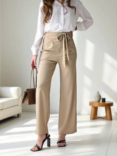 Royalfashion Wide women's trousers with a belt