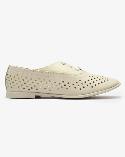 Beige children's openwork moccasins Janno- Footwear