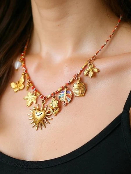 Gold-plated Calista Charmella necklace with resin pendants