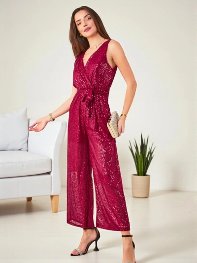 Royalfashion Long women's jumpsuit with sequins
