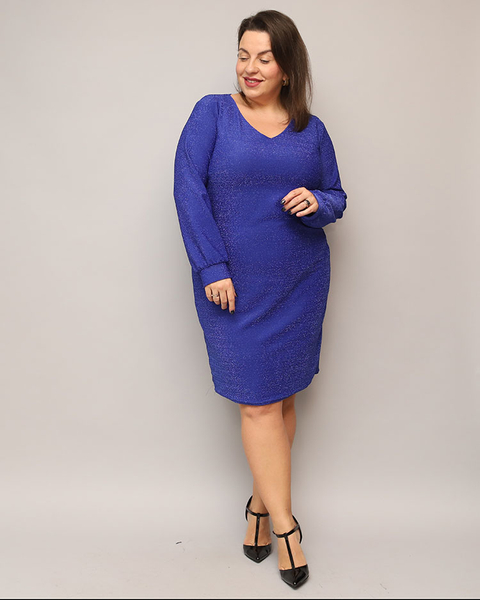 Royalfashion Glittery naiste kleit enne põlve tumesinine PLUS SIZE