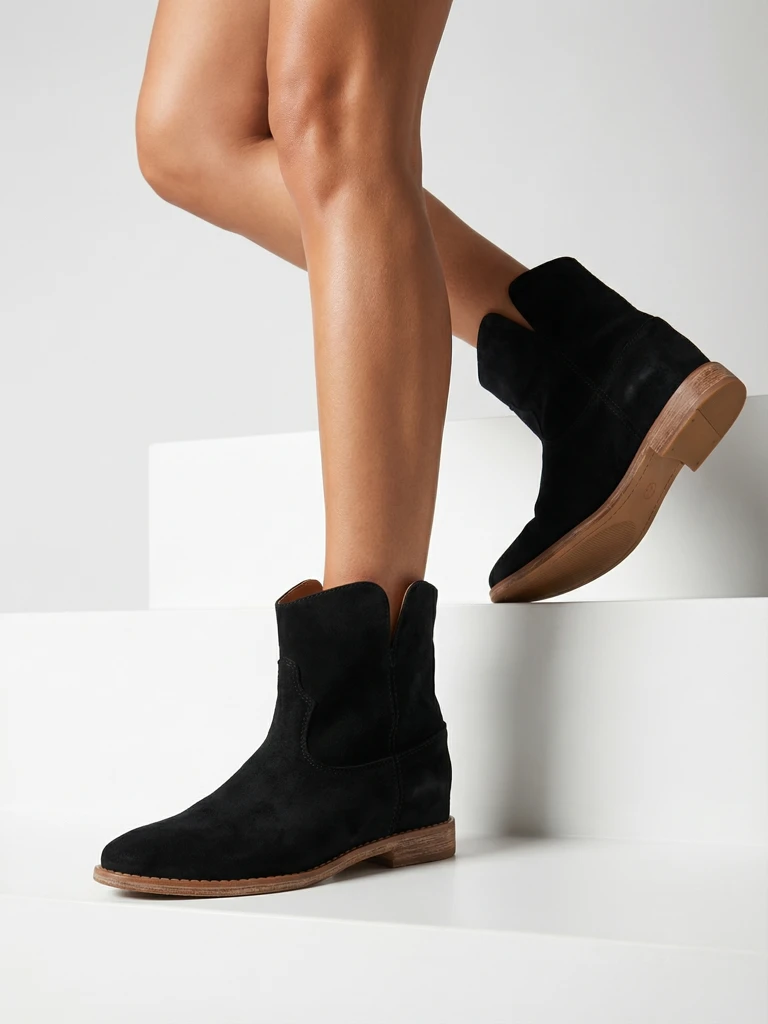 Royalfashion Cowboy-style boots on a covered wedge Blueston