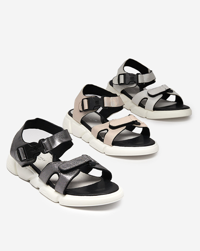 Shiny children's sandals in beige Leepe - Footwear