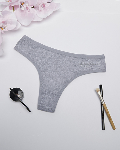 Gray women's cotton thong - Underwear