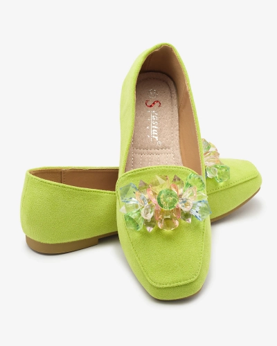 Green eco-suede moccasins for women Gepossa- Footwear