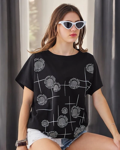 Royalfashion Naiste puuvillane t-särk printimisega