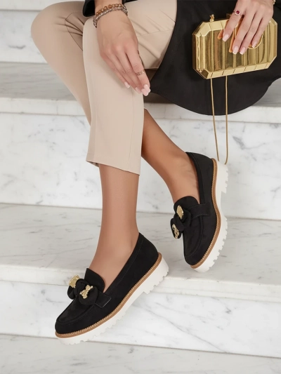 Nero Elegante Ecological Leather Moccasins