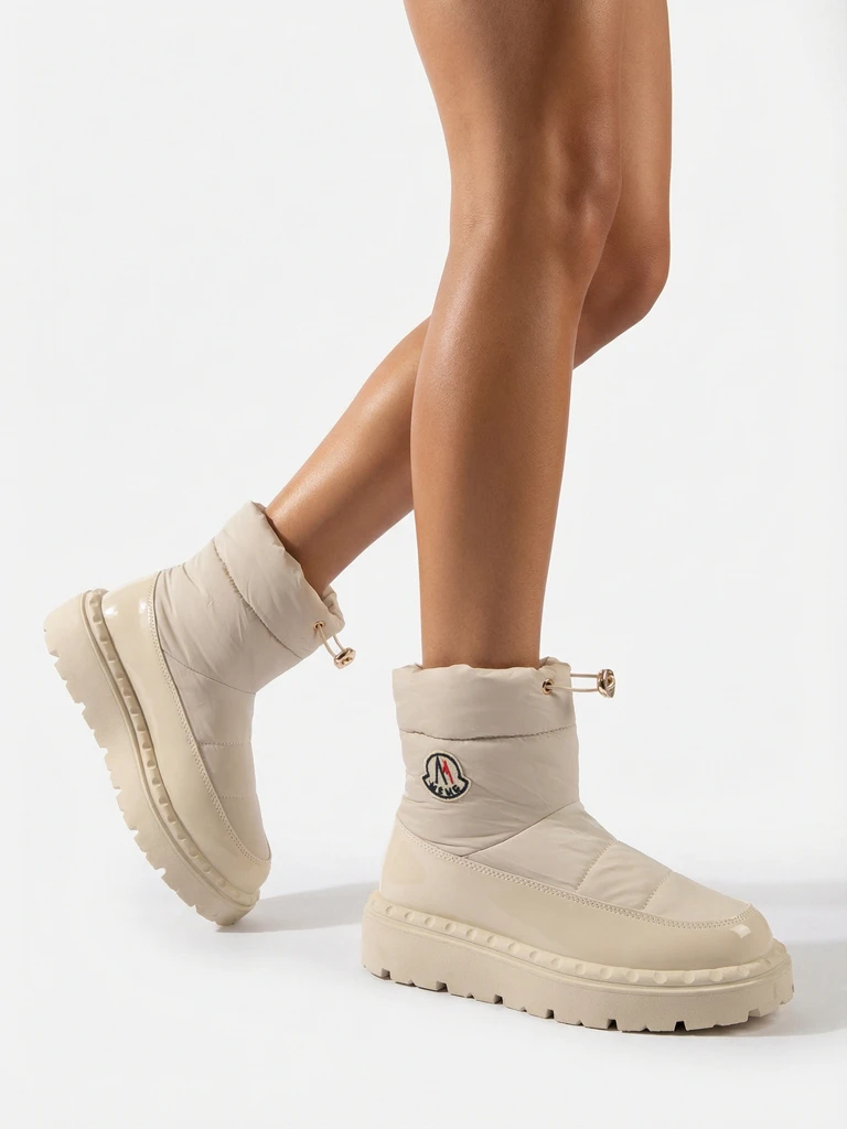 Royalfashion Women's slip-on snow boots in cream color Ireda