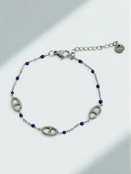 Callista Argento Bracelet – silver with beads and a Greek motif
