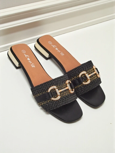 Royalfashion Women's Braided Flip-Flops with Aeterna Embellishment