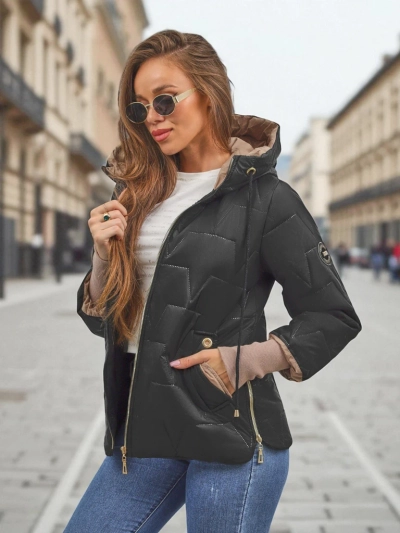 Women's Quilted Jacket with Hood and Cuffs on Sleeves Silent Ridge