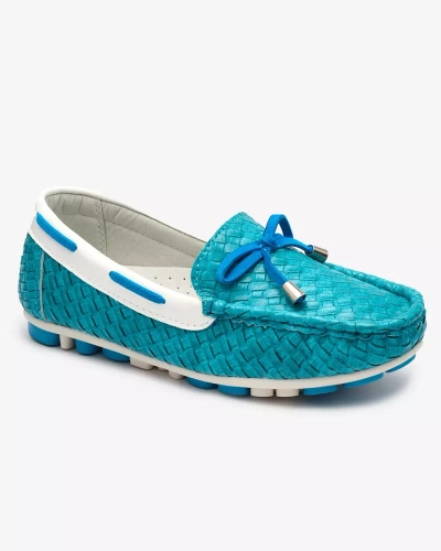 Turquoise children's moccasins Dannad- Footwear
