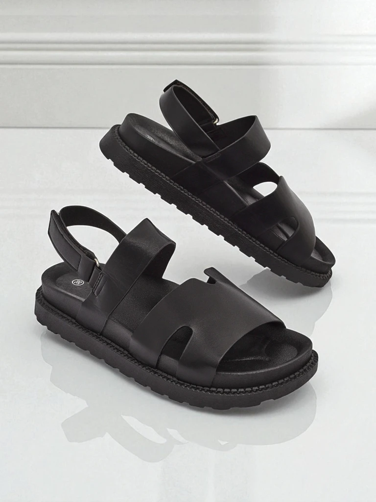 Hera Azzurro women's graphite eco-leather wedge sandals for summer