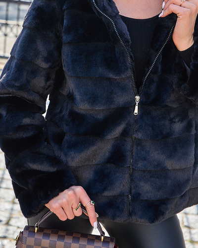 Royalfashion Black women's imitation fur jacket