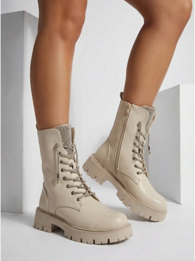 Eco-leather laced women's ankle boots Farly