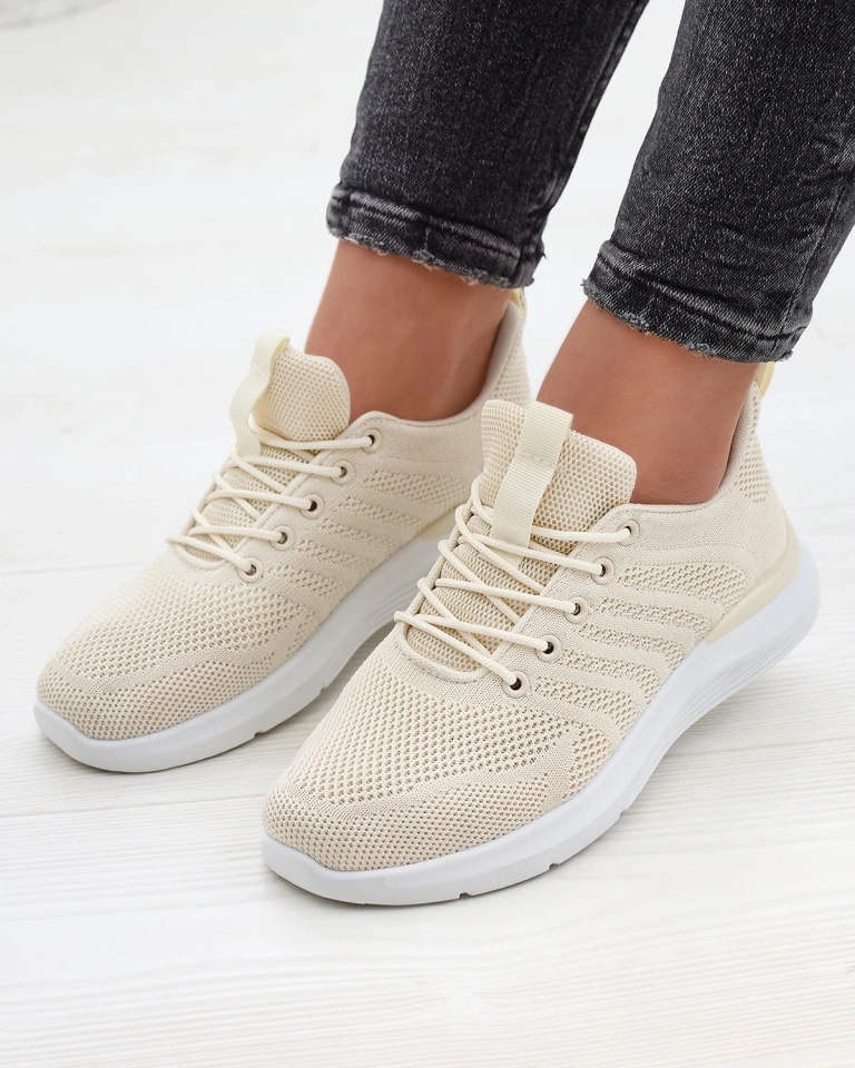Cream women's fabric sports shoes Bofia - Footwear