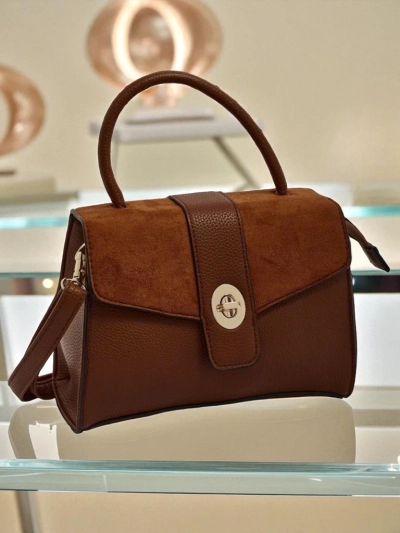 Camelia öko-naha ja seemisnahast käekott