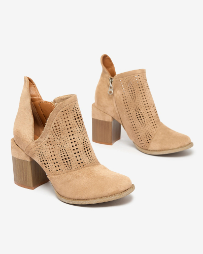 Royalfashion Openwork post boots in light brown Revivela