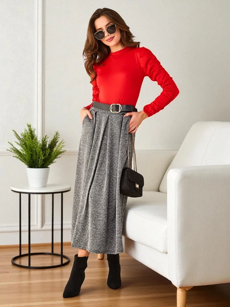 Royalfashion Kvinnor's midi kjol