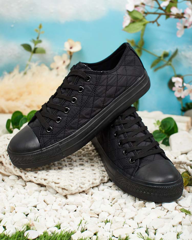 Royalfashion Women's Quilted Sneakers Nivve black SHOES Canvas