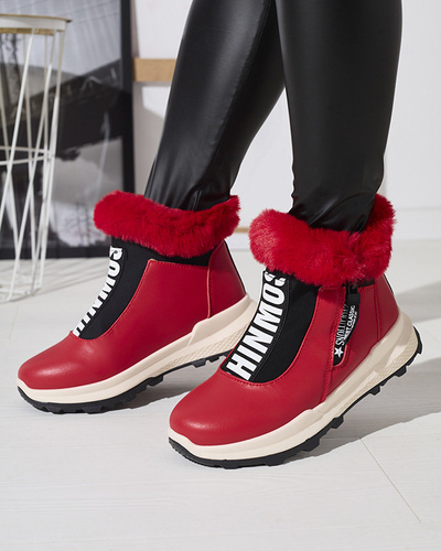 Red women's insulated boots with fur Scherr- Footwear