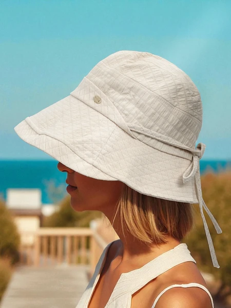 Aurelia women's cream hat - summer polyester bucket hat