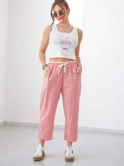 Royalfashion Women's Cotton Wide Pants with Ties