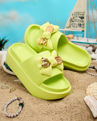 Royalfashion Women's rubber flip-flops with decorative bow Nilm