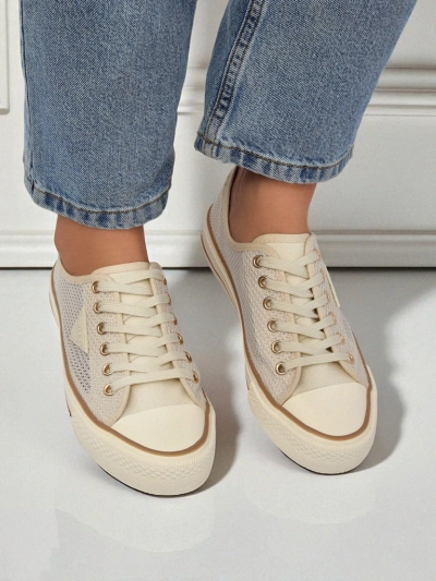 Aurelia Beige - naiste tekstiilist tennised tasasel 3 cm tallal